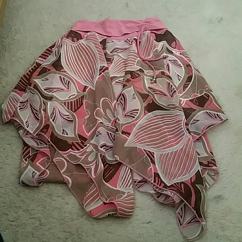 My Michelle Pink and Brown Floral Mini Skirt